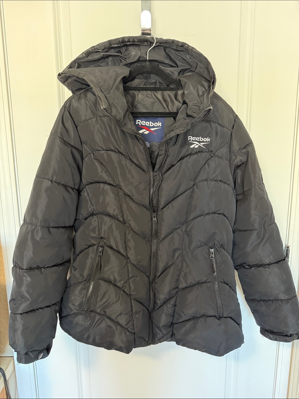 Reebok Black Quilted Hooded Puffer Jacket